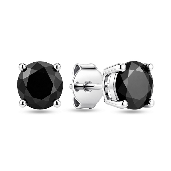 Серебряные серьги-пусеты с черными фианитами (арт. 7518/247/5ч) – изображение 2