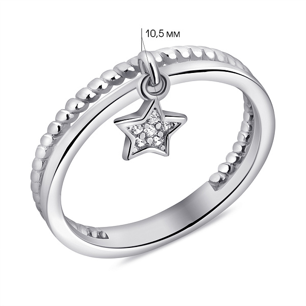 Срібна каблучка Зірка з підвіскою та з фіанітами (арт. 7501/6976) – зображення 2