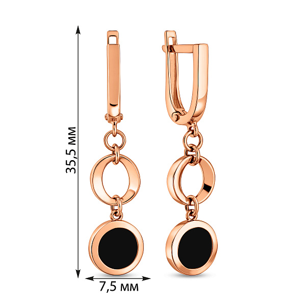 Золоті сережки-підвіски з емаллю Лýна (арт. 110025еч) – зображення 4