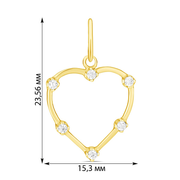 Підвіска Серце з жовтого золота з фіанітами (арт. 423554ж) – зображення 2