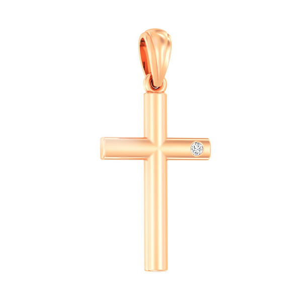 Золотая подвеска-крестик с фианитом (арт. 440637) – изображение 1