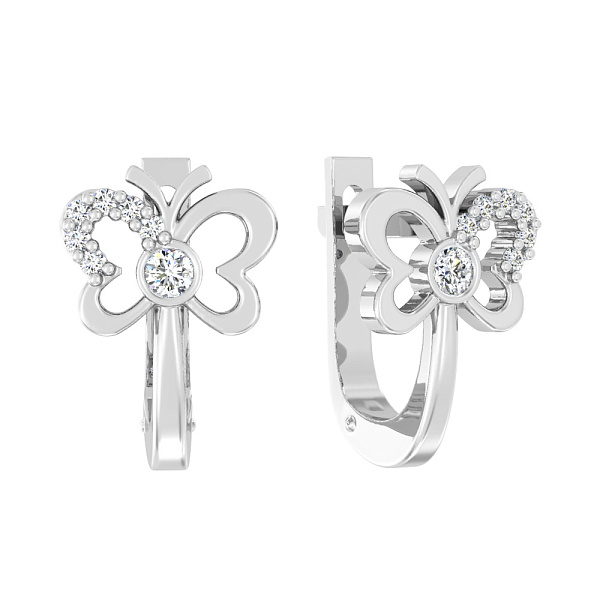 Детские золотые серьги «Бабочки» с фианитами (арт. 110523б) – изображение 1