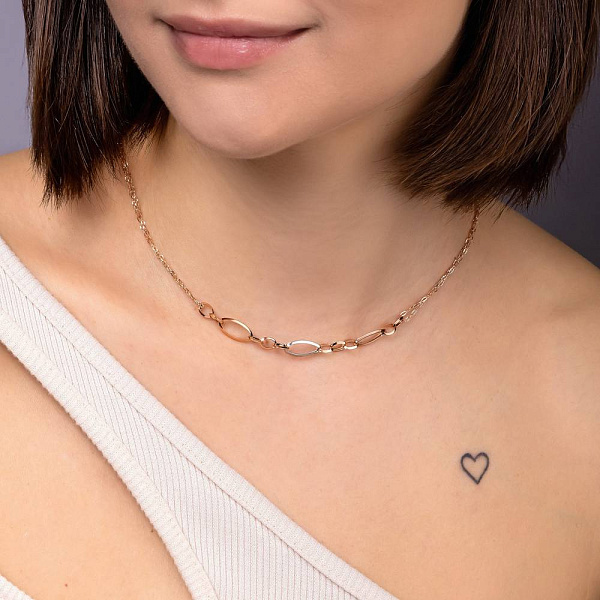 Золотое двойное колье Звенья (арт. 352632кб) – изображение 3