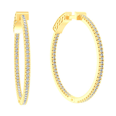 Золотые серьги кольца с фианитами (арт. 110551ж)