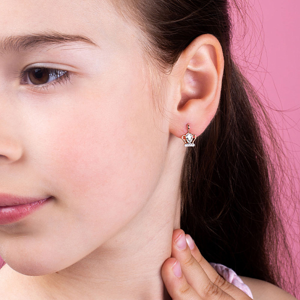 Сережки дитячі з червоного золота з фіанітами (арт. 110819) – зображення 2