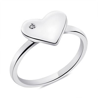 Серебряное кольцо Сердце с фианитом (арт. 7501/3943)