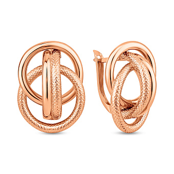 Фото Сережки з червоного золота з алмазною гранню (арт. 1092144)