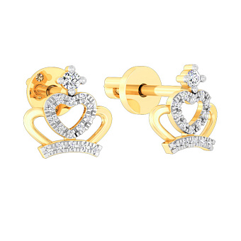 Фото Сережки-пусети Корона з жовтого золота з фіанітами (арт. 110588ж)