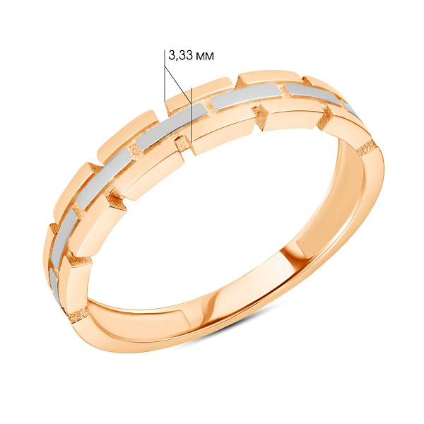 Золотое кольцо в красном цвете металла (арт. 154956кб) – изображение 3