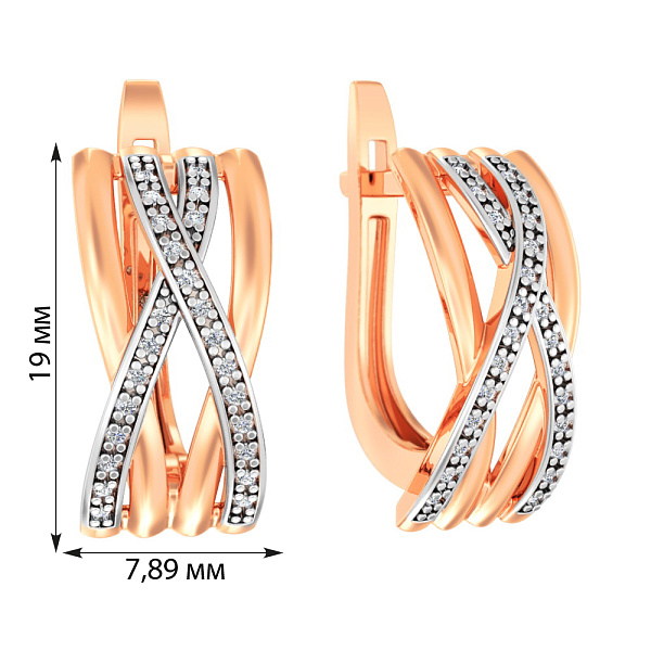 Серьги золотые с белыми фианитами (арт. 111112) – изображение 3