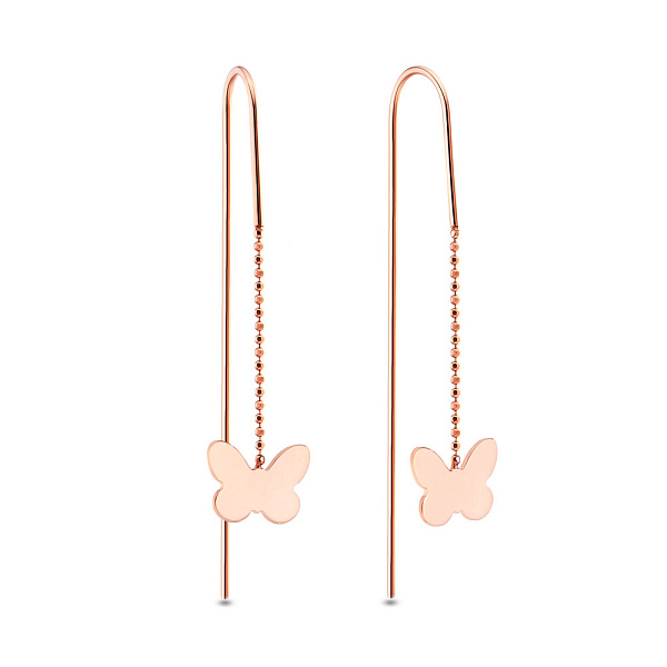 Золотые серьги протяжки «Бабочки» (арт. 106083) – изображение 1