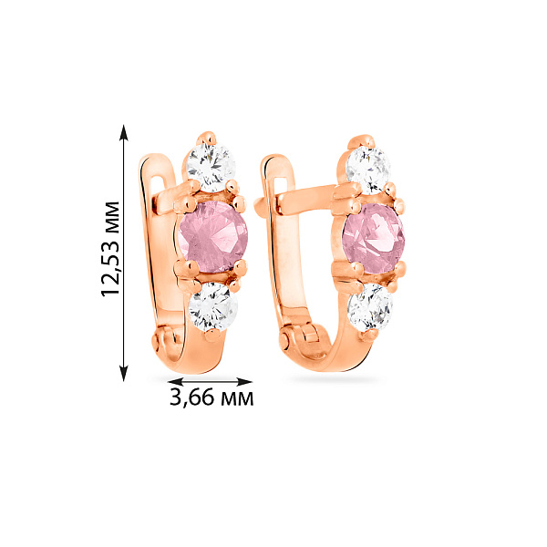 Детские золотые серьги с розовым фианитом (арт. 110316р) – изображение 4