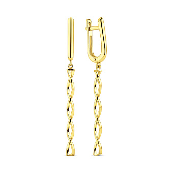 Довгі золоті сережки без каменів (арт. 106313ж)