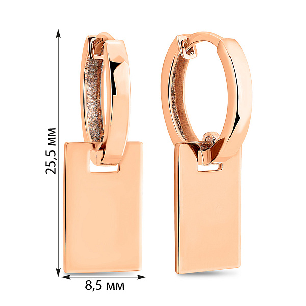 Сережки з червоного золота без каміння (арт. 106089/10) – зображення 5