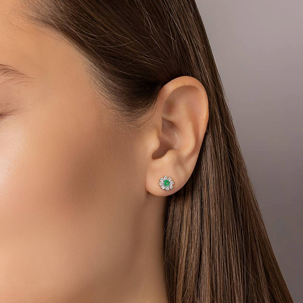 Золотые серьги с изумрудом и бриллиантами (арт. Т011692и) – изображение 2