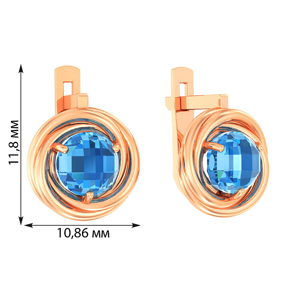 Золотые серьги с кварцем  (арт. 110377ПсГ) – изображение 2