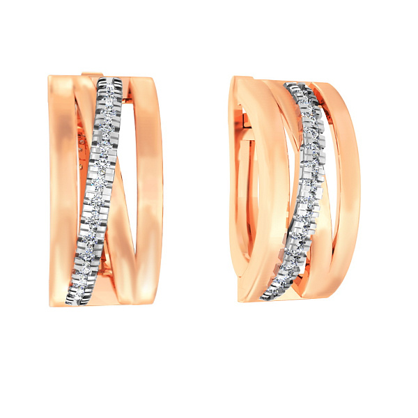 Сережки Синергия из красного золота с фианитами (арт. 111132) – изображение 1