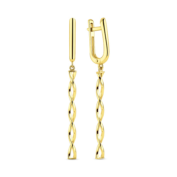 Довгі золоті сережки без каменів (арт. 106313ж) – зображення 1