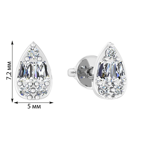 Сережки Крапля з білого золота з діамантами  (арт. Т011475020б) – зображення 2