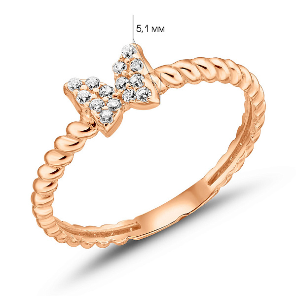Золотое кольцо Бабочка с фианитами (арт. 156139) – изображение 3