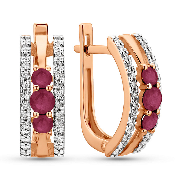 Золотые серьги с рубином и бриллиантами (арт. С011040р) – изображение 1