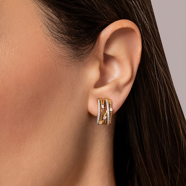 Сережки Синергия из желтого золота с фианитами (арт. 110185ж) – изображение 5