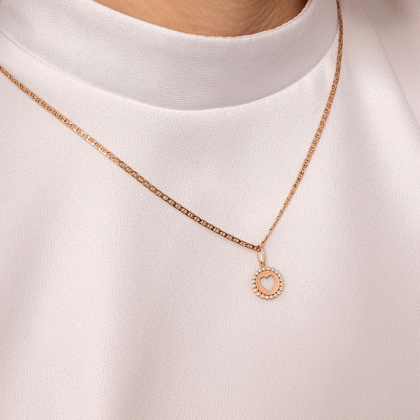 Золотой подвес Сердце с фианитами (арт. 440896) – изображение 2