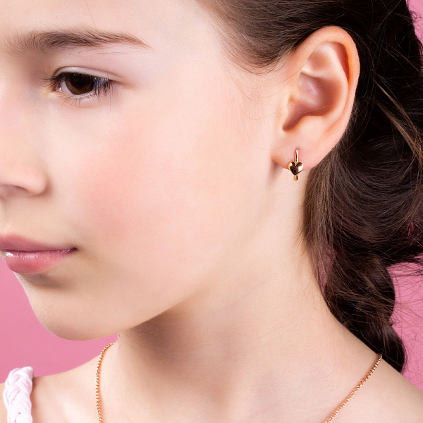 Сережки для дітей «Сердечка» з червоного золота (арт. 105521) – зображення 2