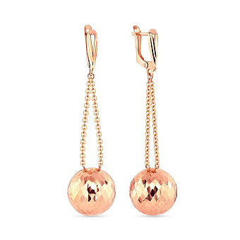 Сережки-подвески из золота с шариками (арт. 107592)