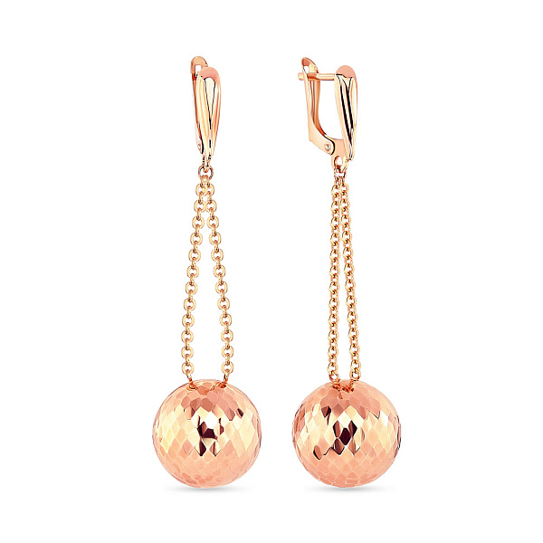 Сережки-подвески из золота с шариками (арт. 107592) – изображение 1