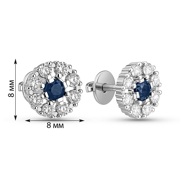 Золотые пусеты с сапфирами и бриллиантами (арт. Т011691бс) – изображение 3