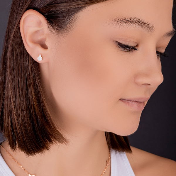 Золотые серьги Лýна с эмалью и фианитами (арт. 111237еп) – изображение 3