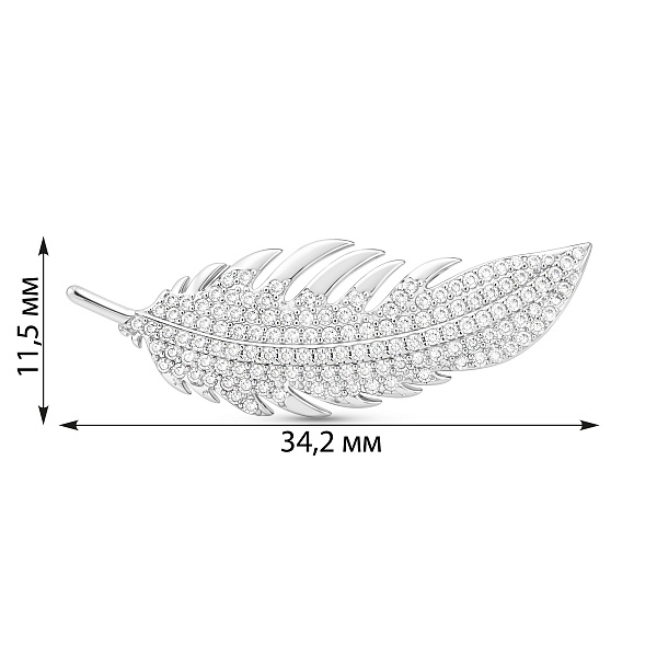 Серебряная брошь Перо с россыпью фианитов (арт. 7505/240) – изображение 2