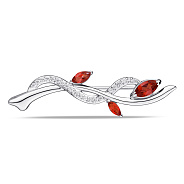 Серебряная брошь с гранатом и фианитами (арт. 7505/583Гбп)