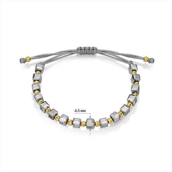 Браслет на нити c вставками из серебра и с ониксом (арт. 7309/2408сржоср) – изображение 2