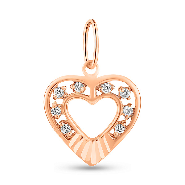 Кулон из красного золота Сердце с фианитами (арт. 423826) – изображение 1