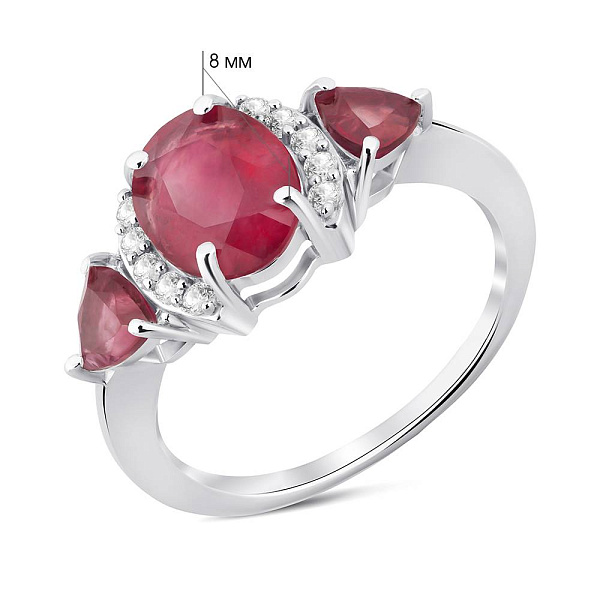 Серебряное кольцо с рубинами и фианитами (арт. 7501/2065326Р) – изображение 2