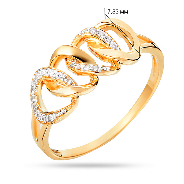 Золота каблучка Ланки з фіанітами (арт. 140537ж) – зображення 2