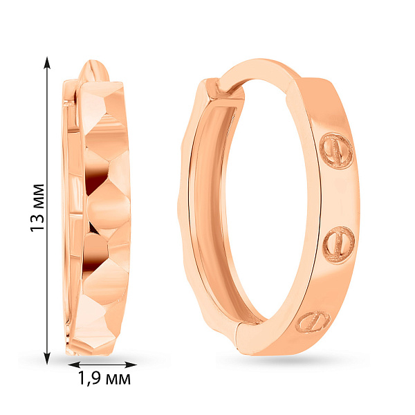 Двусторонние серьги кольца из красного золота (арт. 108267/15) – изображение 2