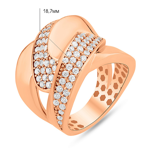 Кольцо из красного золота с фианитами (арт. 156521) – изображение 4