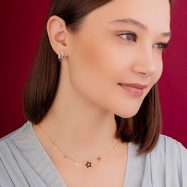 Золотое колье Звезды с подвесками (арт. 352568) – изображение 6