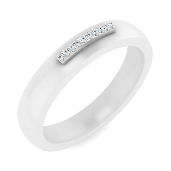 Кольцо из белой керамики и золота с бриллиантами (арт. К011791бб)