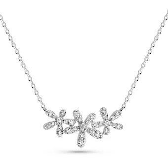 Золотое колье Цветы с бриллиантами (арт. Ц341553015б)