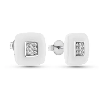 Срібні сережки-пусети з керамікою (арт. 7518/1154717кмб)