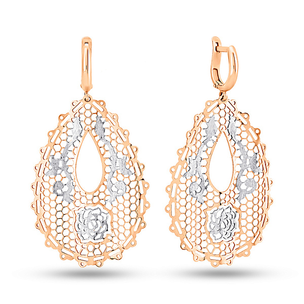 Серьги из красного золота с родированием (арт. 102778) – изображение 1