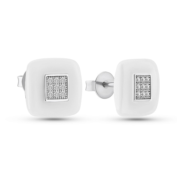 Срібні сережки-пусети з керамікою (арт. 7518/1154717кмб) – зображення 1