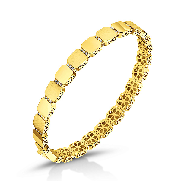 Жорсткий браслет з жовтого золота з фіанітами (арт. 326362жм) – зображення 1