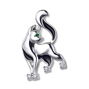 Срібна брошка «Кошеня» з емаллю та фіанітами (арт. 7505/7119реч)