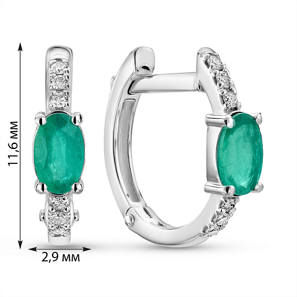 Золотые серьги с изумрудом и бриллиантами (арт. С011764би) – изображение 2