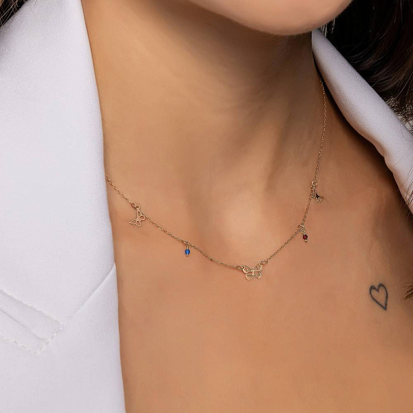 Золоте кольє Метелики з фіанітами (арт. 352819сф) – зображення 2